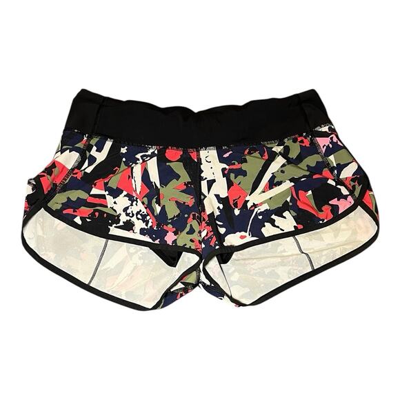Lululemon Women’s Speed Short Pop Cut Boom Juice Multi Black Size 6 Abstract Gym - Picture 1 of 7